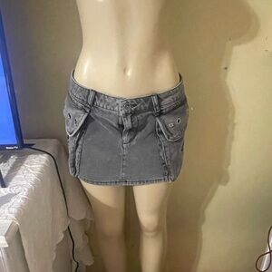 Hot Topic Gray Denim Mini Skirt